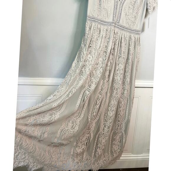 Size XL (US 16-18) Gray Boho Crochet Lace Maxi Dress, Flowy, Lightweight, Summer - Picture 2 of 8